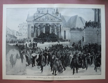 Kunst Druck Adolph von Menzel 1890-1900 Aufbahrung der Märzgefallenen vor dem Deutschen Dome in Berlin 1848